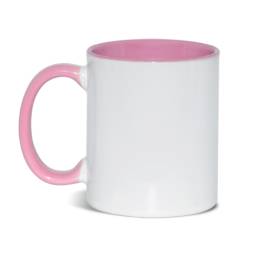 Кружка керамическая белая, розовая внутри, розовая ручка, субл.печать, Ø82 мм х 95 мм, 330 мл								