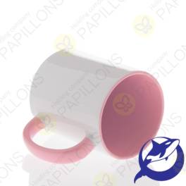 Кружка керамическая белая, розовая внутри, розовая ручка, субл.печать, Ø82 мм х 95 мм, 330 мл - фото 3                                    title=